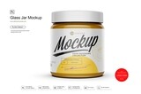 Glass Jar with Peanut Butter Mockup 500 ml