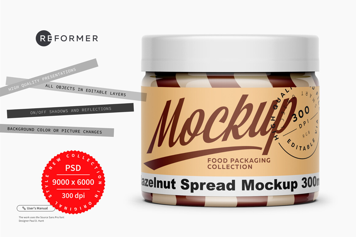 Hazelnut Spread Plastic Jar Mockup