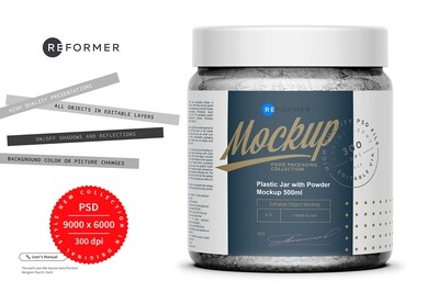 Jar with Powder Mockup 500ml