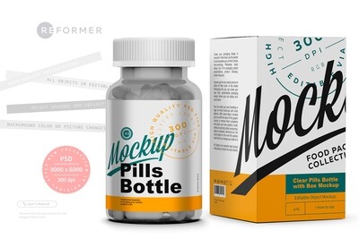 Pills Bottle with Box Mockup Pills Bottle with Box Mockup