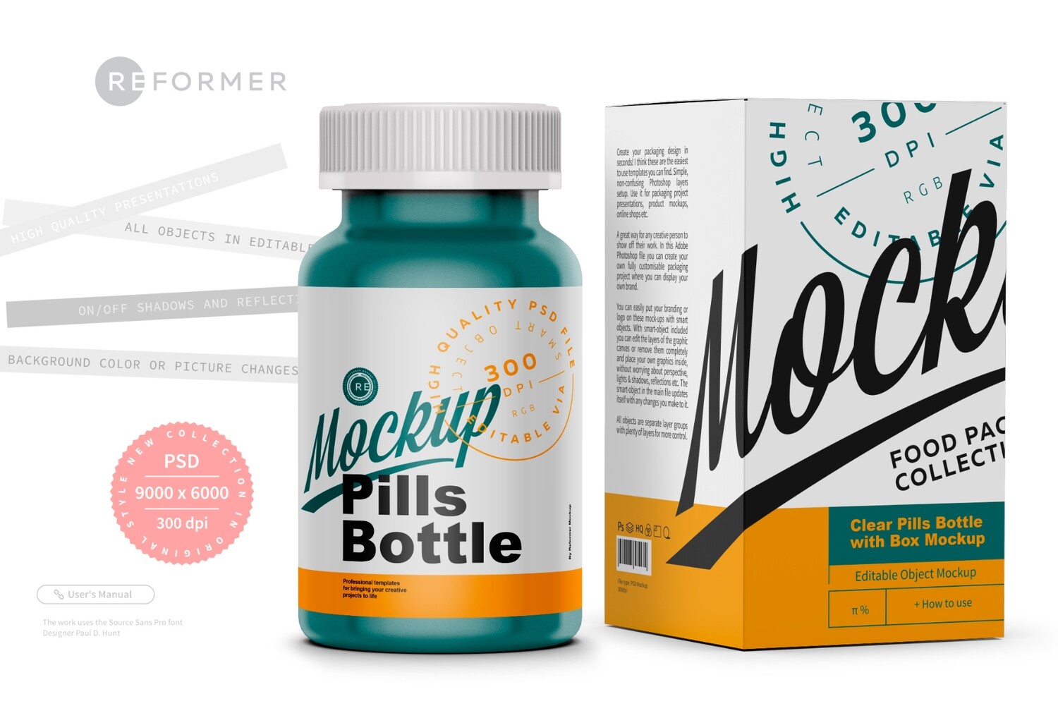 Matte Pills Bottle with Box Mockup