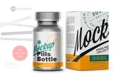 Matte Pills Bottle with Box Mockup