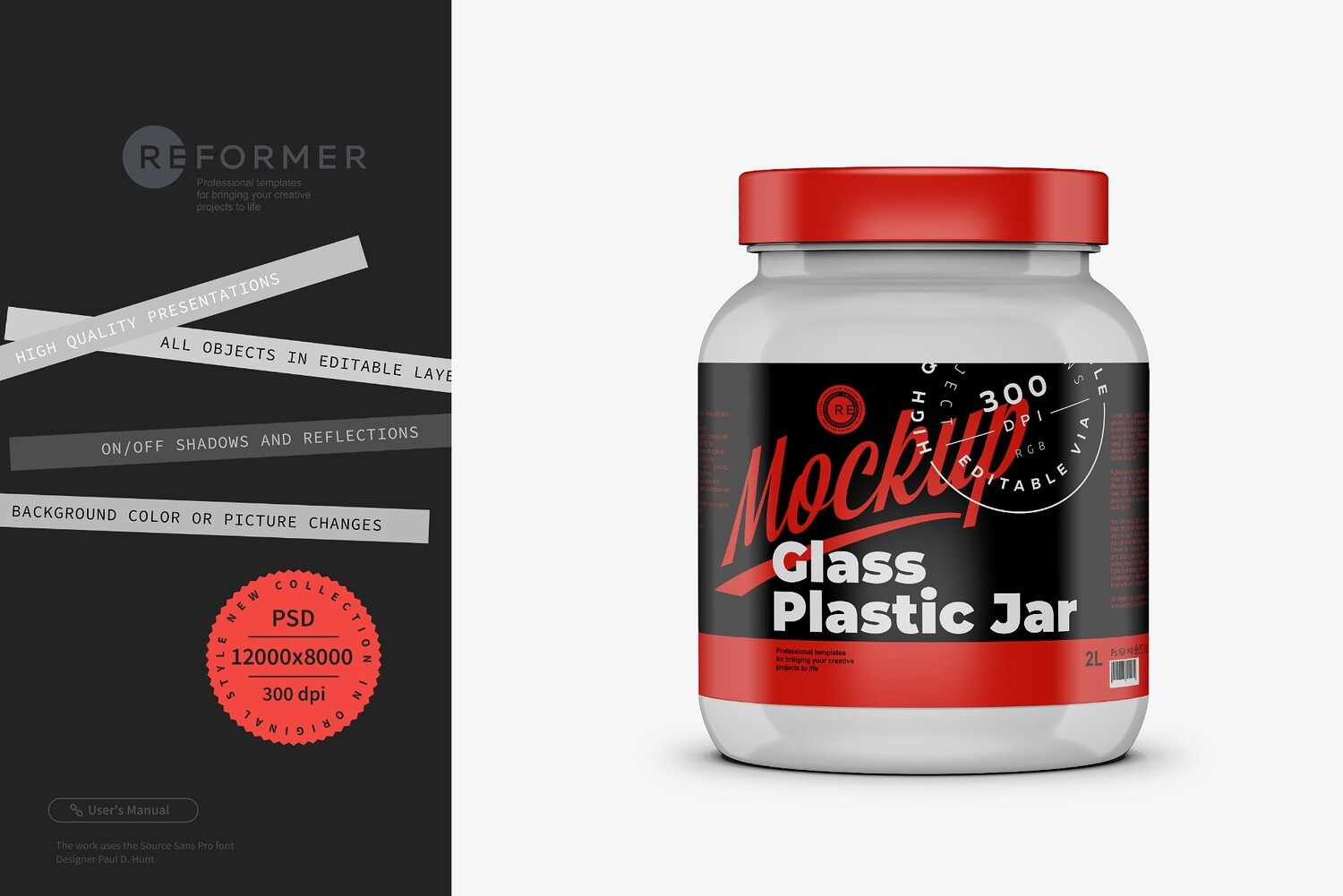 Clear Glass Jar Mockup 2L