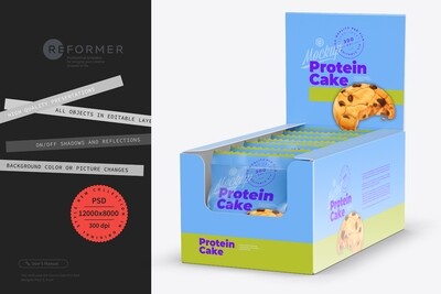 Display Box with Protein Cake Mockup