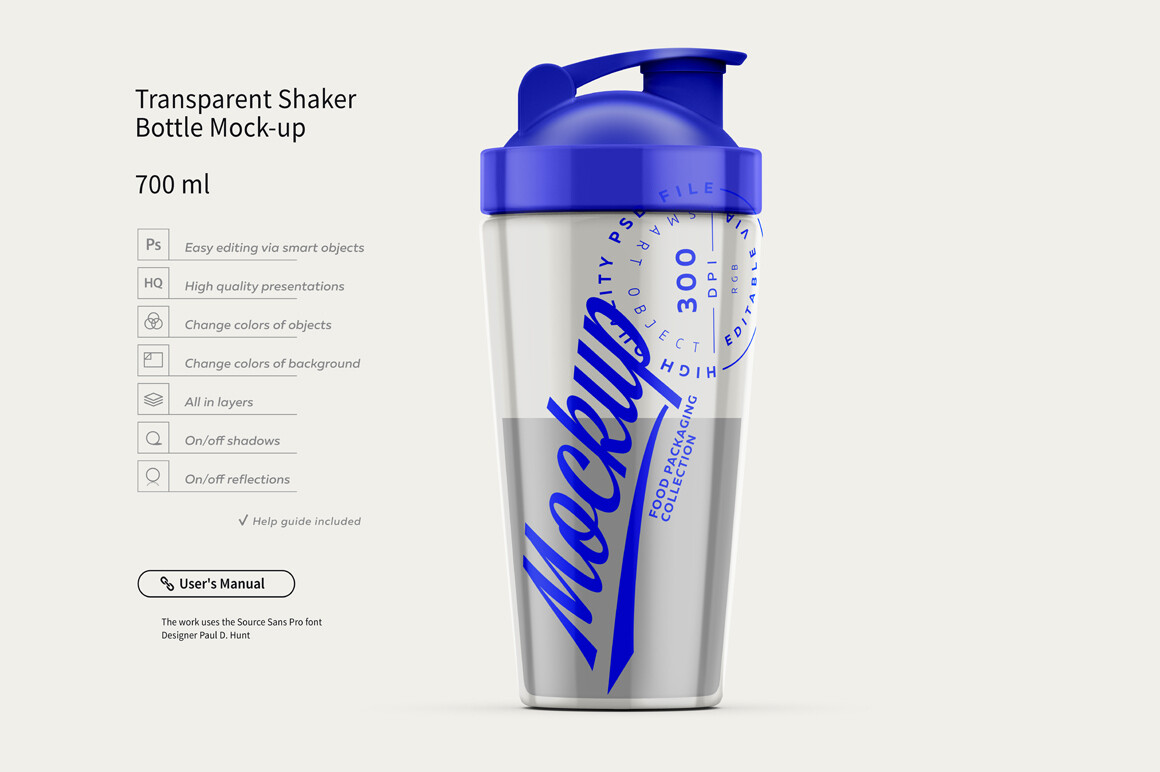 Transparent Shaker Bottle Mockup 700 ml Transparent Shaker Bottle Mockup 700 ml