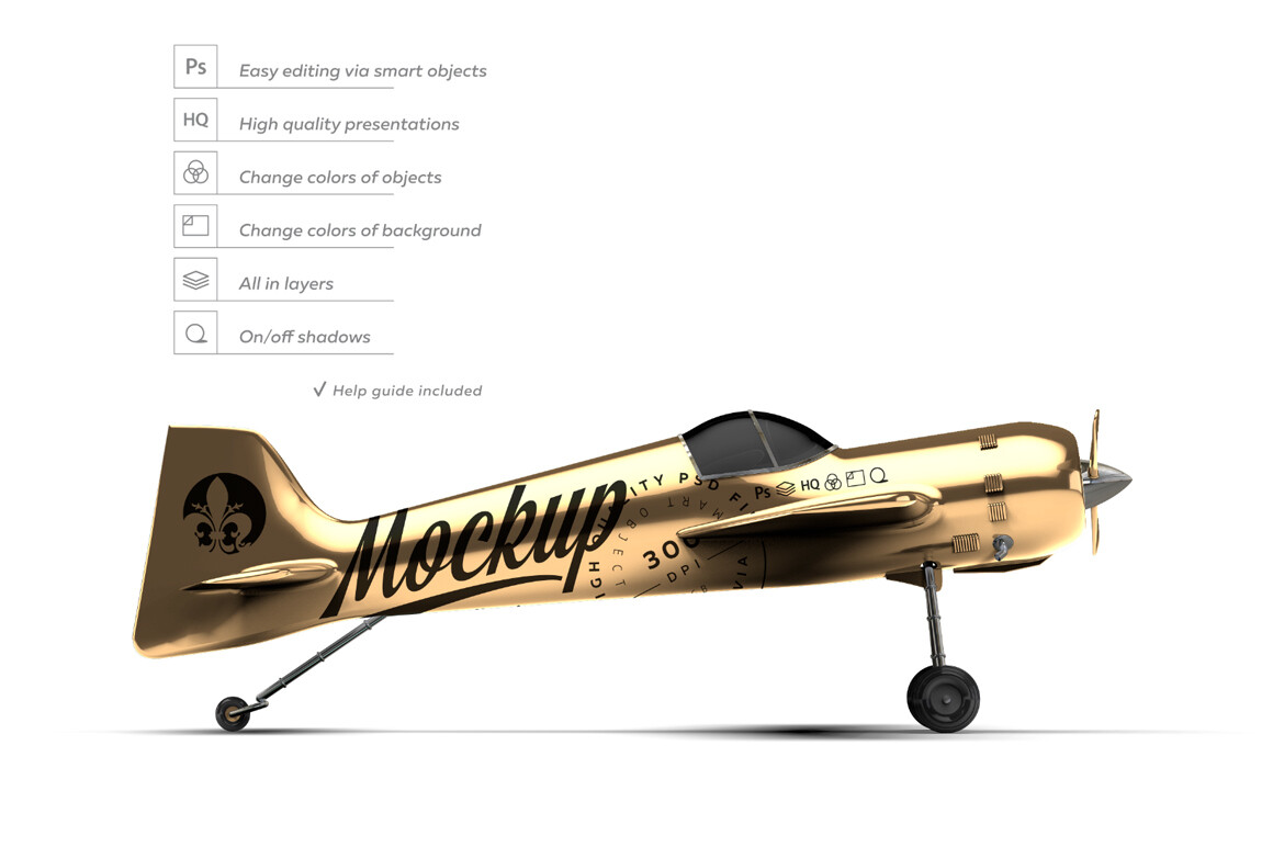 Gold Aerobatic Aircraft Mockup