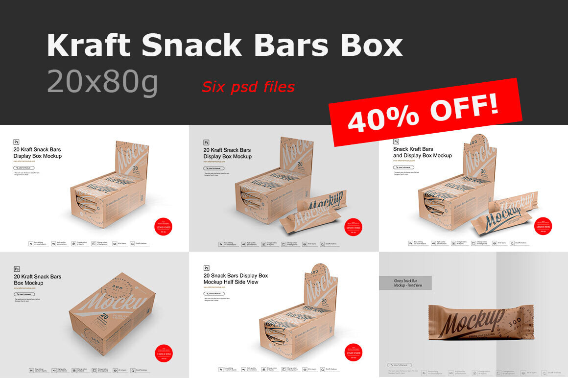 Snack Bars Box Mockup Bundle
