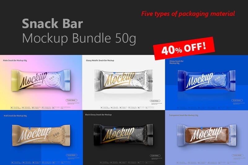 Six Snack Bar Mockup Bundle