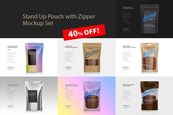 Stand Up Pouch with Zipper Mockup Bundle