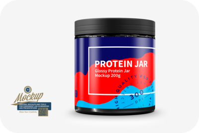 Glossy Protein Jar Mockup 200g