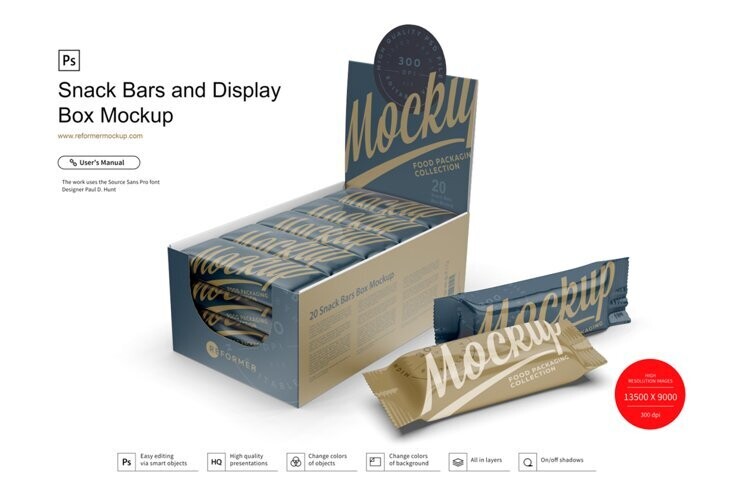 Snack Bars and Display Box Mockup