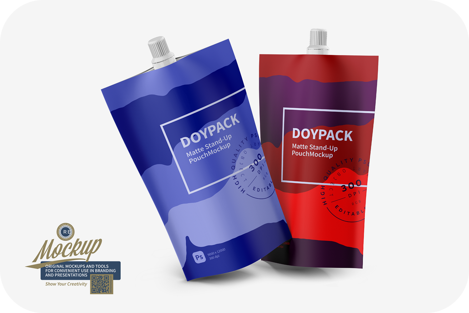 Two Matte Doy-Pack With Side Cap Spout Mockup