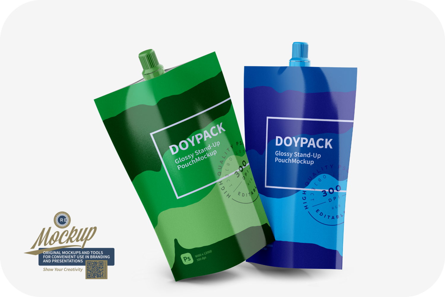 Two Glossy Doy-Pack Mockup