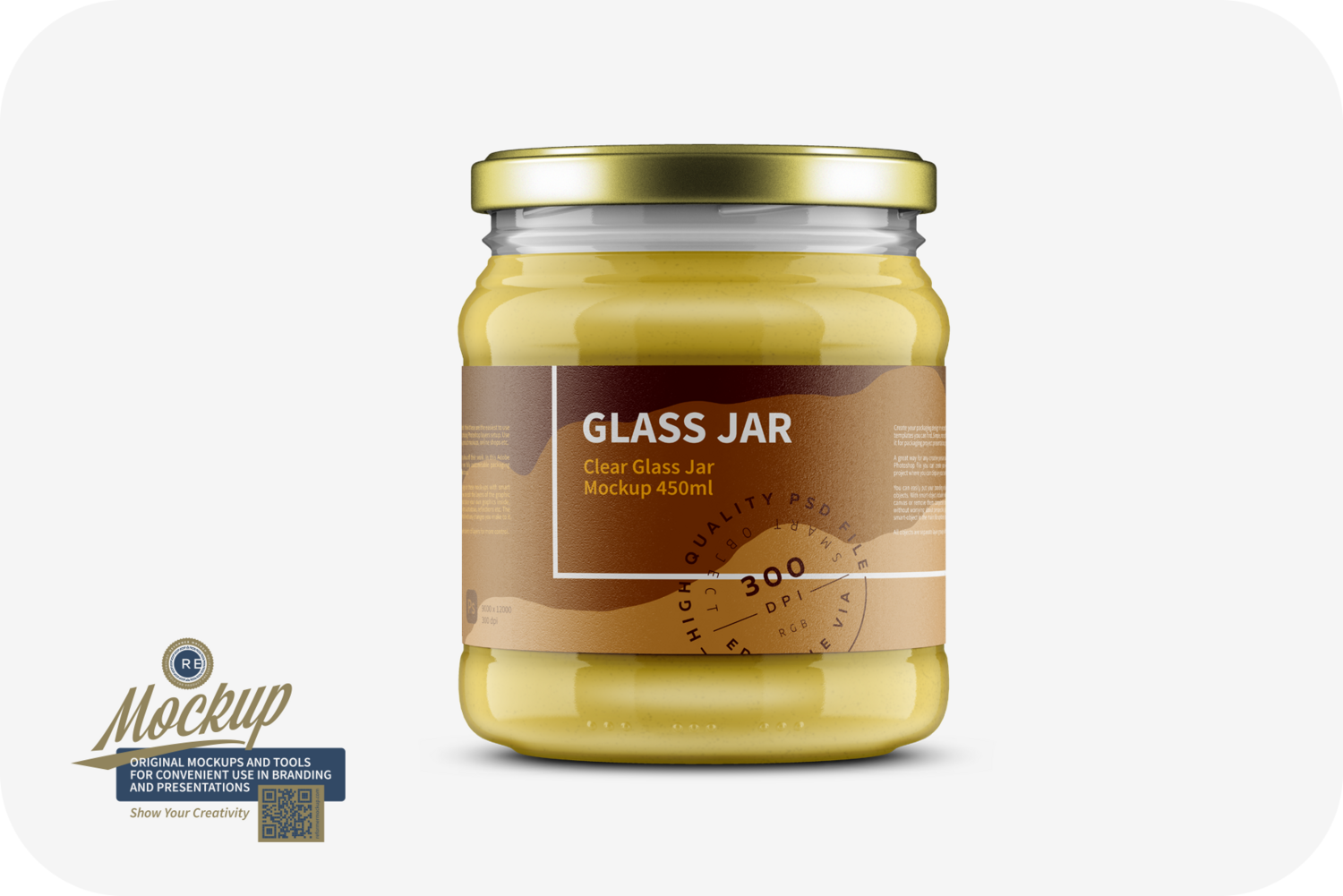 450ml Clear Glass Jar Mockup