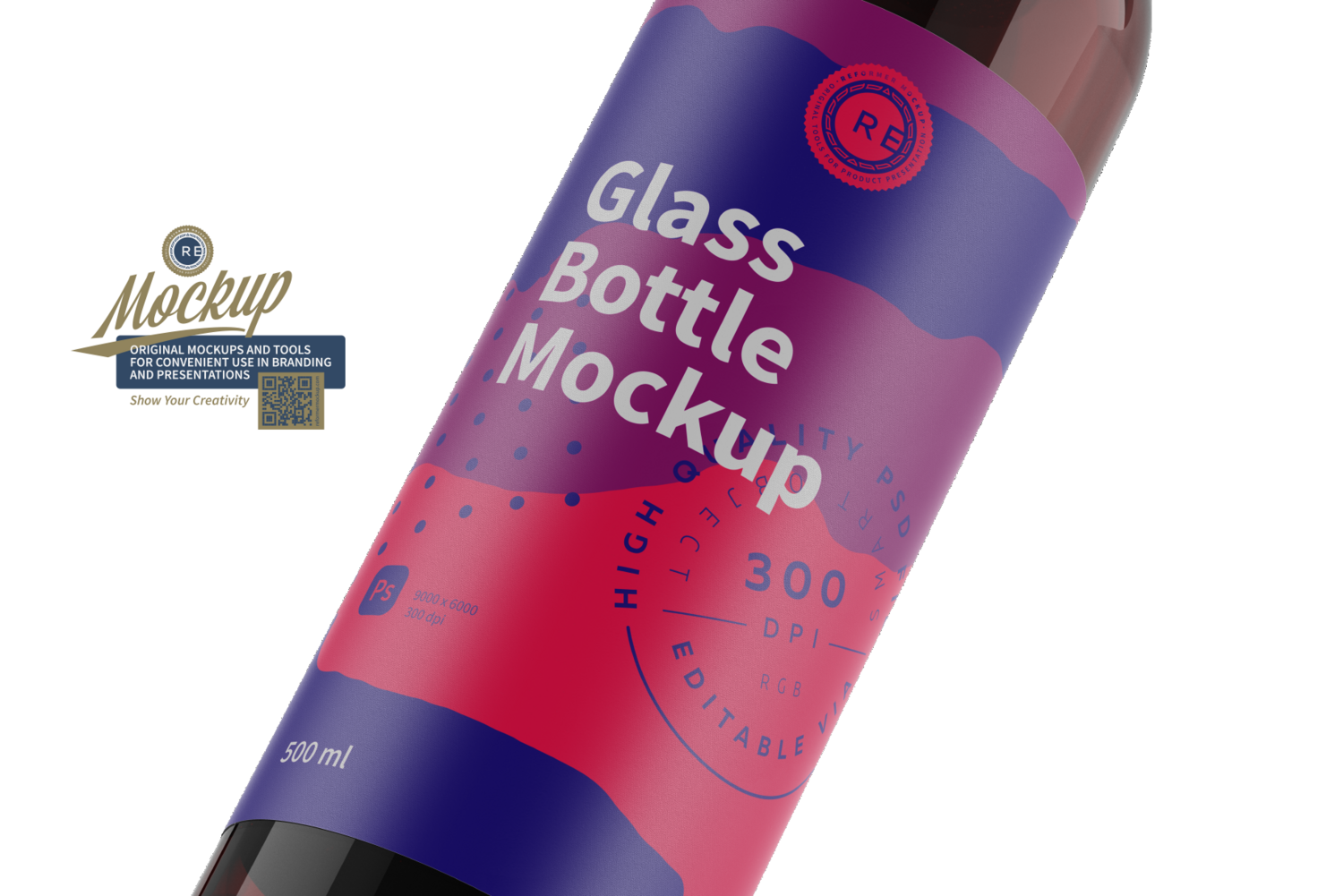 Glass Wine Label Bottle Mockup