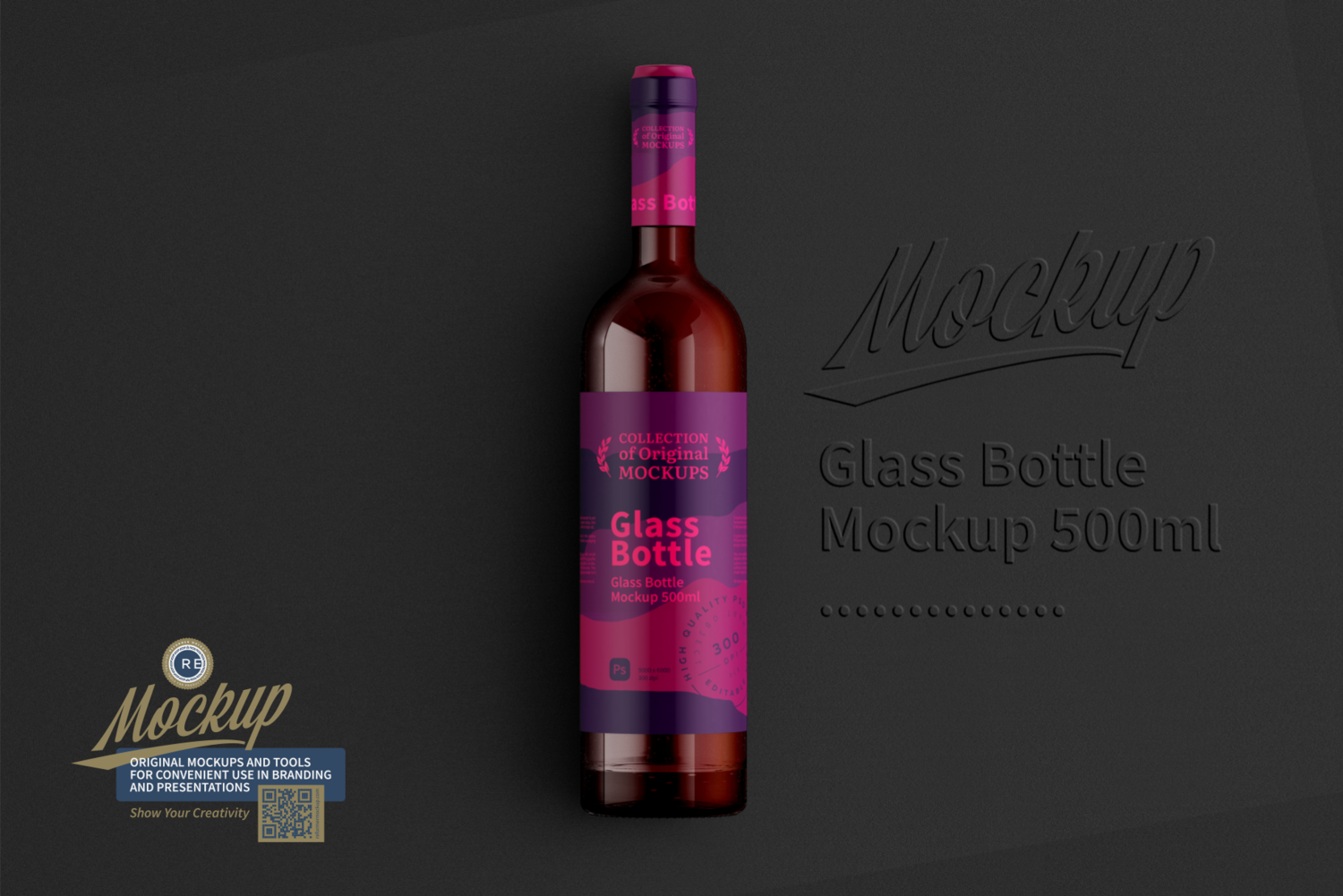 Glass Wine Bottle Mockup