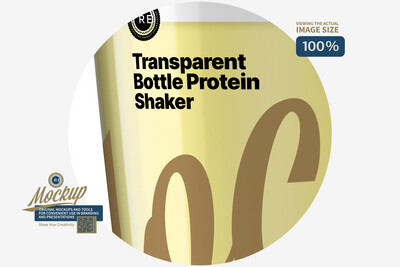 Transparent Bottle Protein Shaker Mockup 500ml