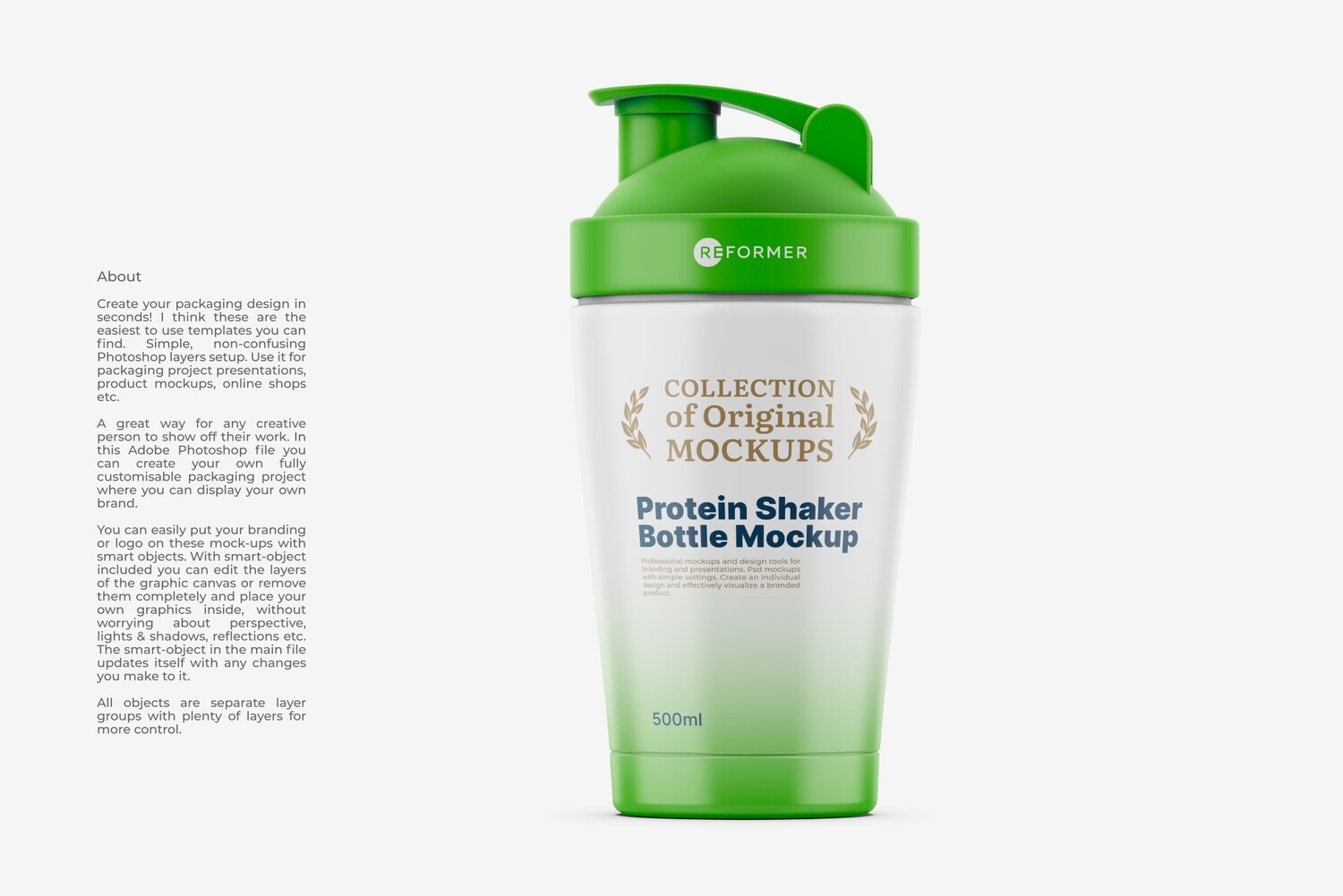 Protein Shaker Bottle Mockup LW 500ml