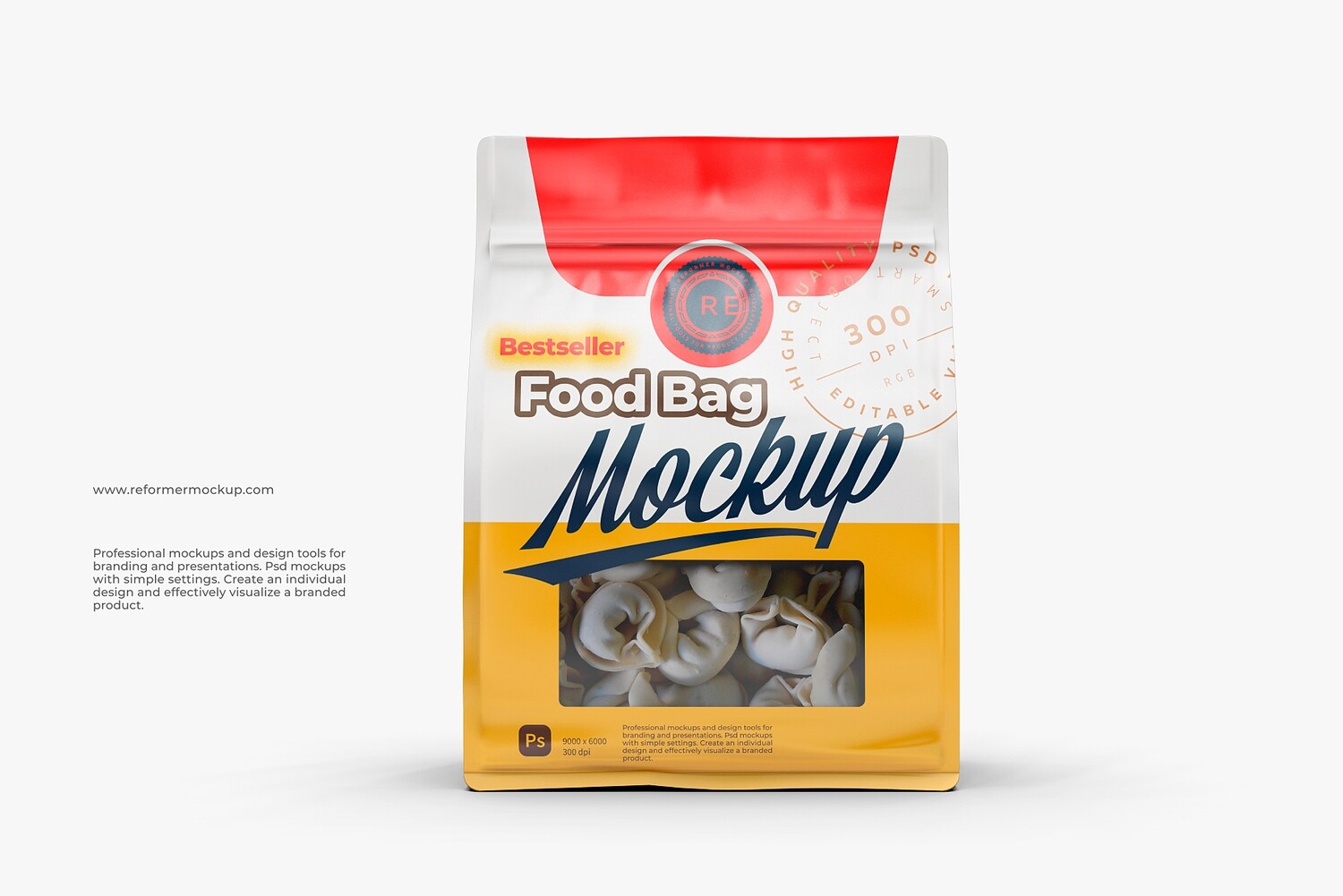 Food Bag Front with Window Mockup