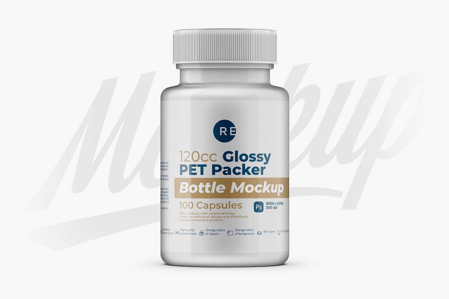 Glossy Pills Bottle Mockup
