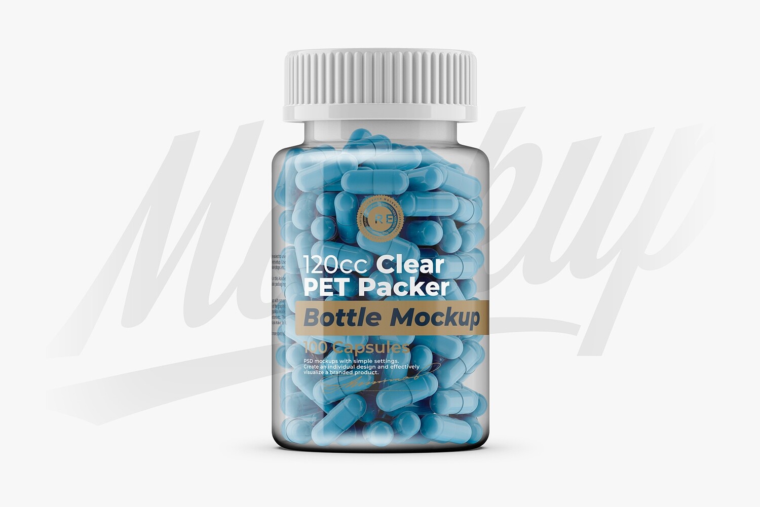 Clear Pills Bottle Mockup 120cc