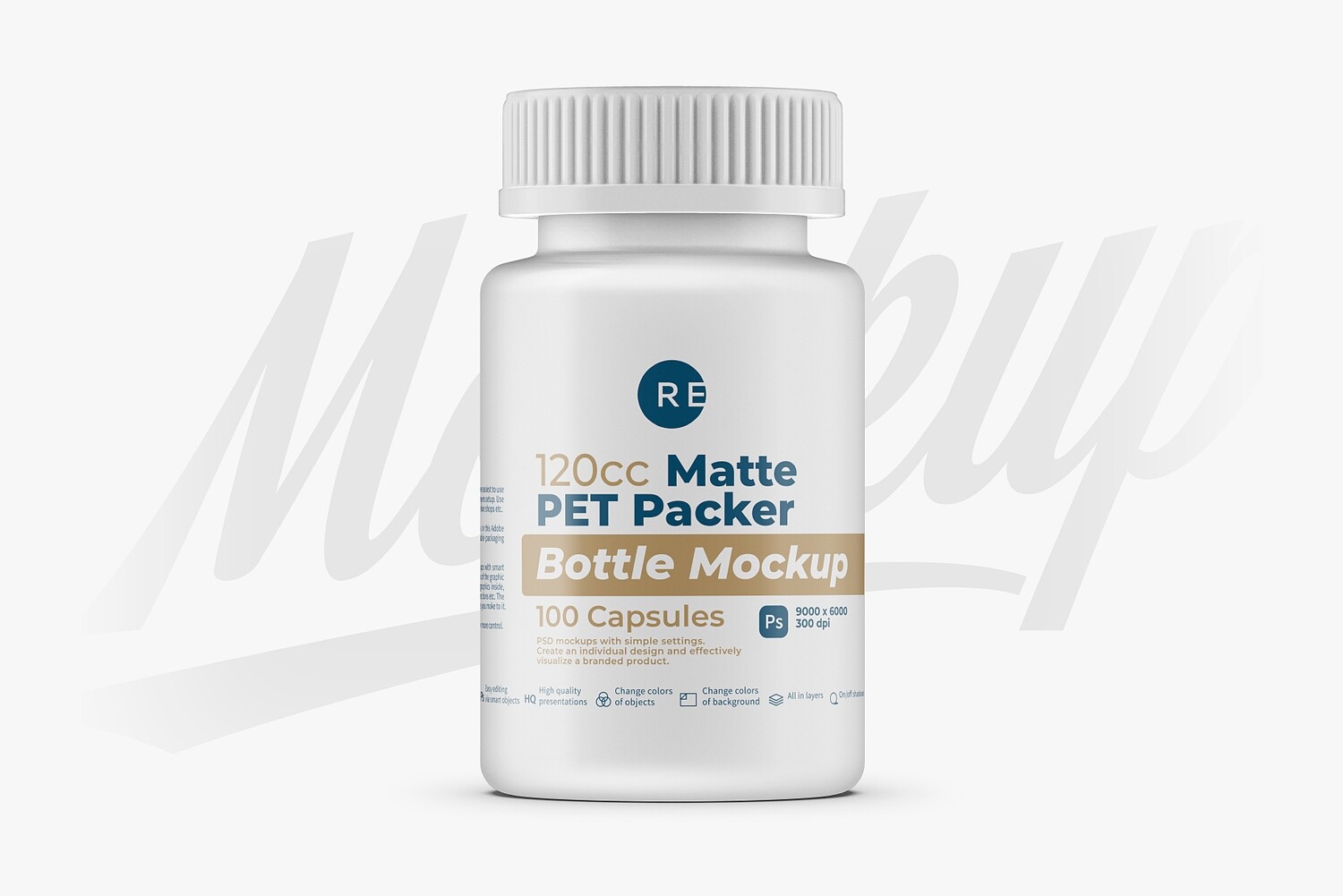 Matte Pills Bottle Mockup 120cc