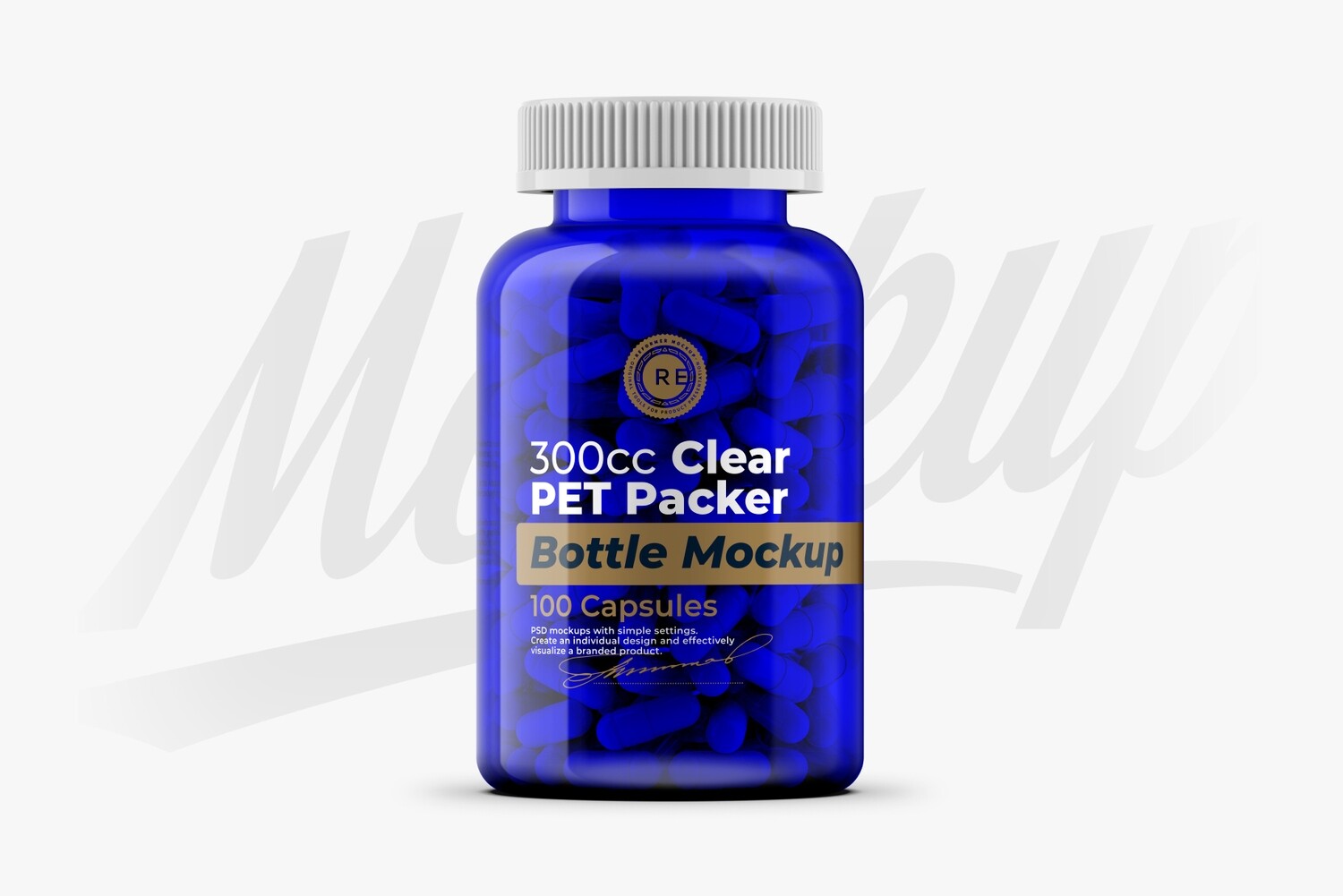 Blue Pills Bottle Mockup 300cc