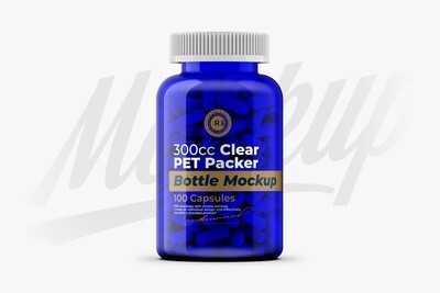 Blue Pills Bottle Mockup 300cc