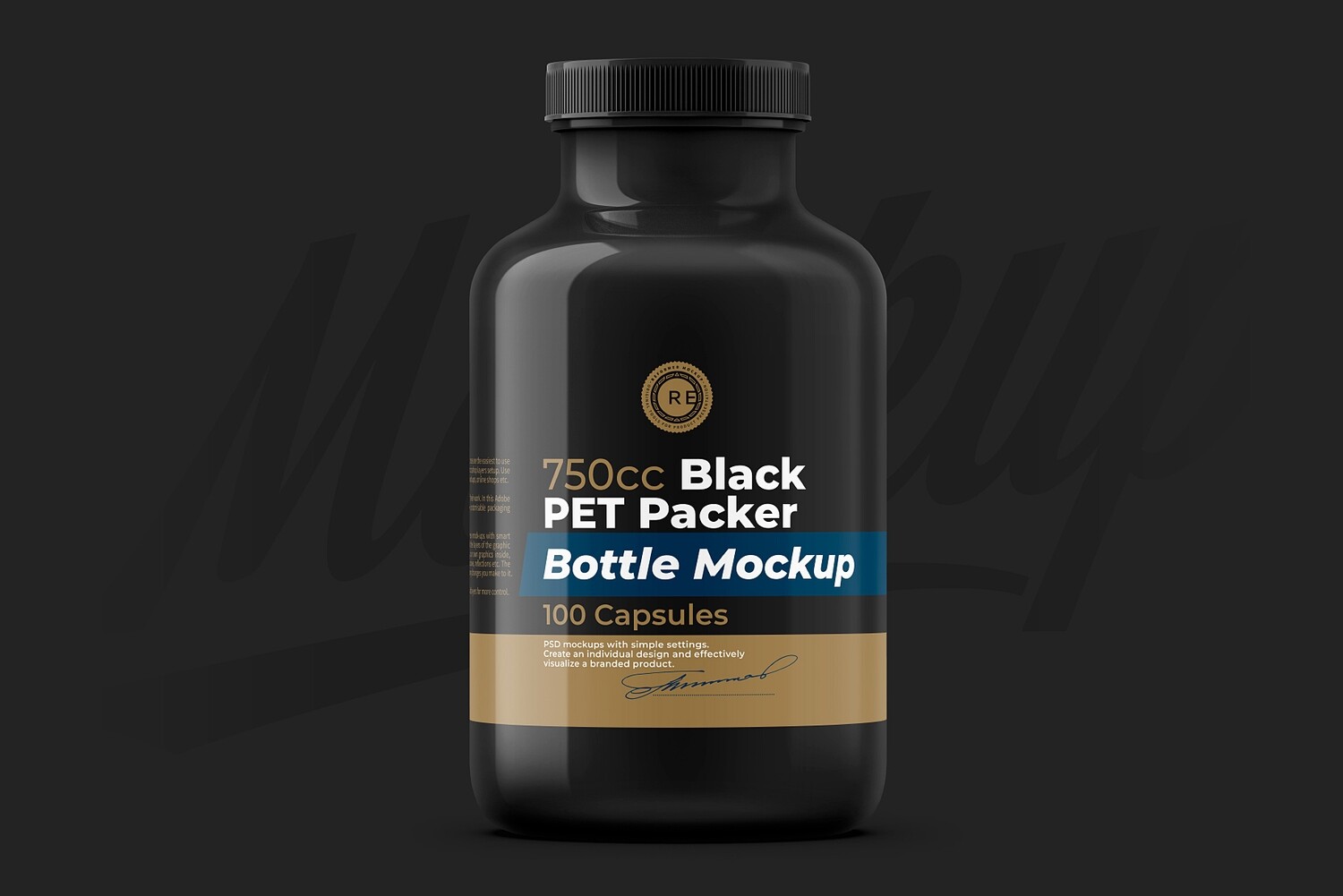 Black Pills Bottle Mockup