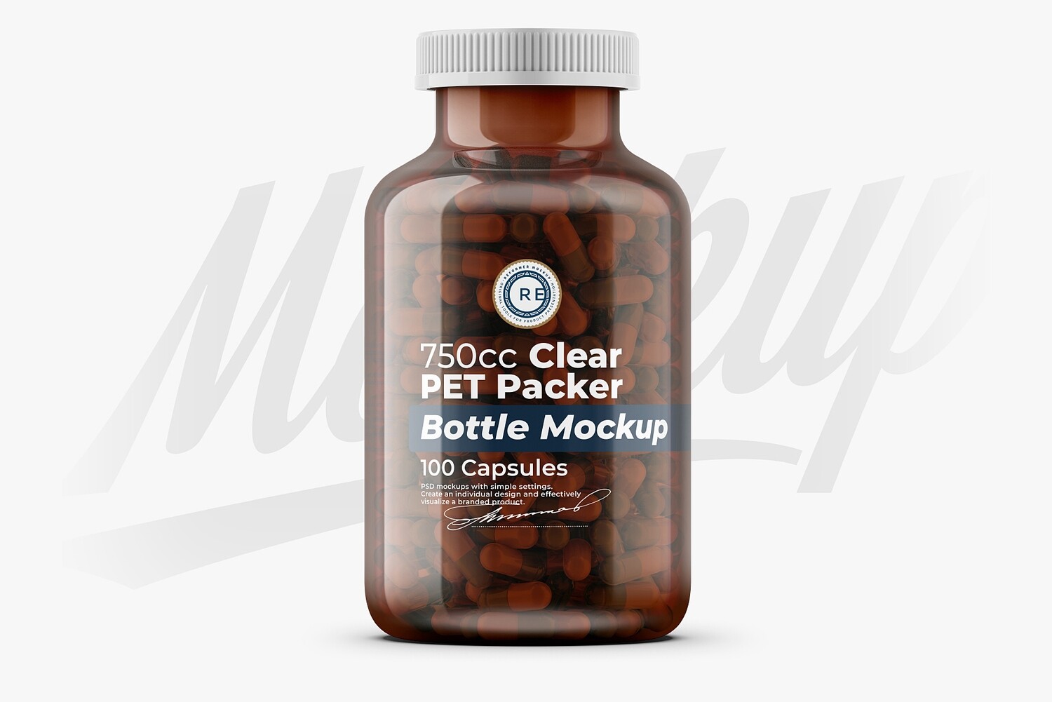 Amber Pills Bottle Mockup 750cc