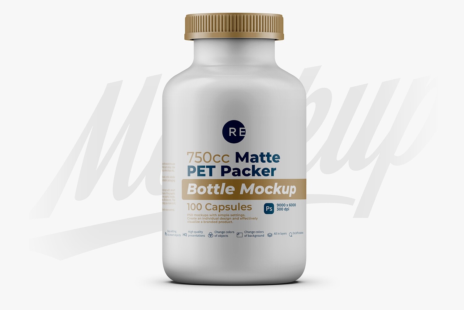 Matte Pills Bottle Mockup 750cc