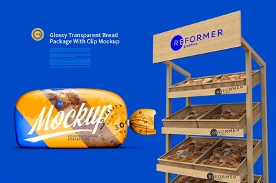 Bread Packaging and Rack Mockup Bread Packaging and Rack Mockup