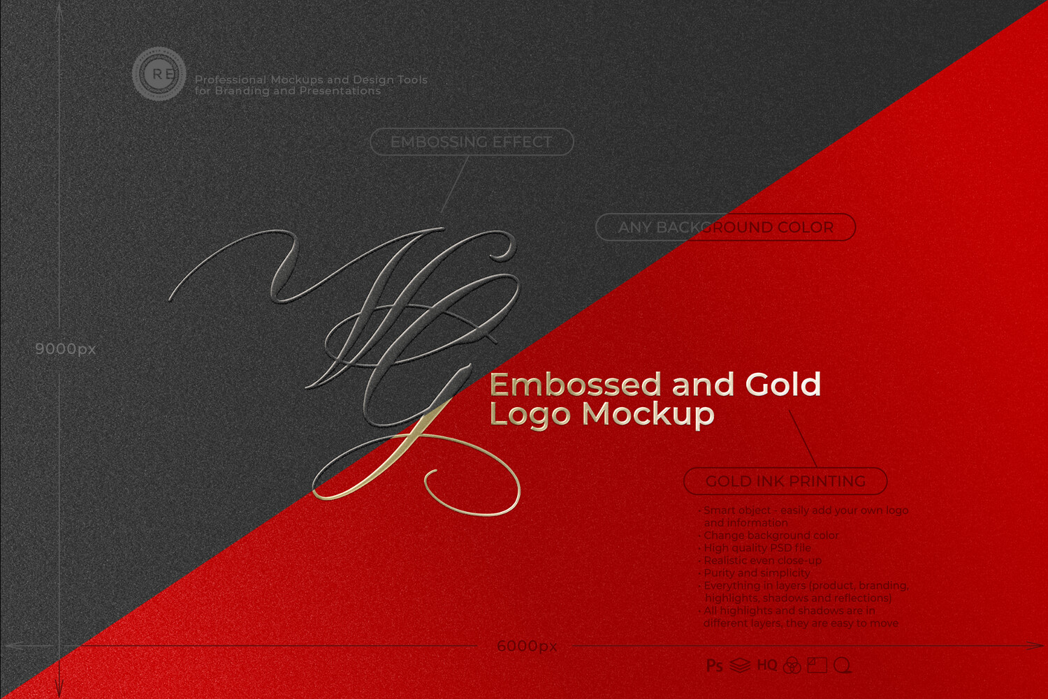 Embossed and Gold Logo Mockup