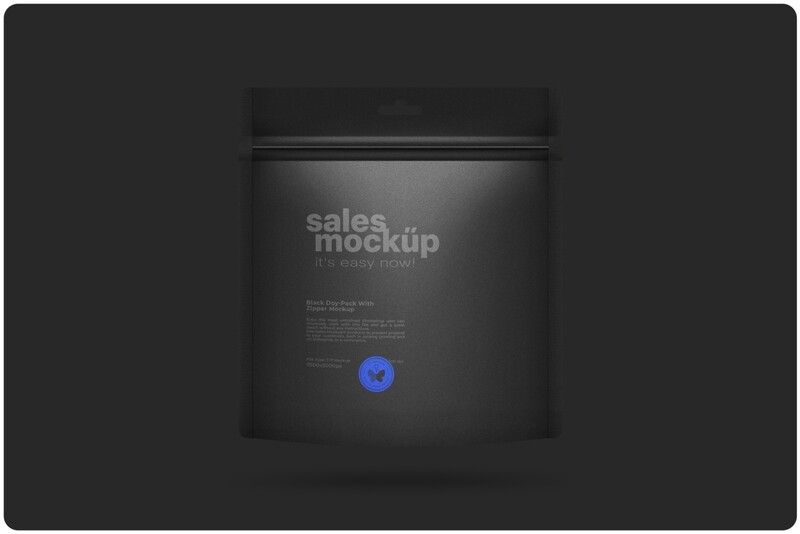 Black Doy-Pack With Zipper Mockup 26x28 cm