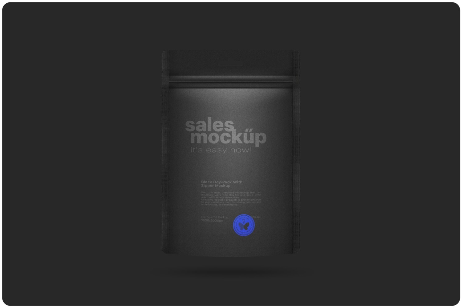 Black Doy-Pack With Zipper Mockup 7x11,8in (20x30cm)