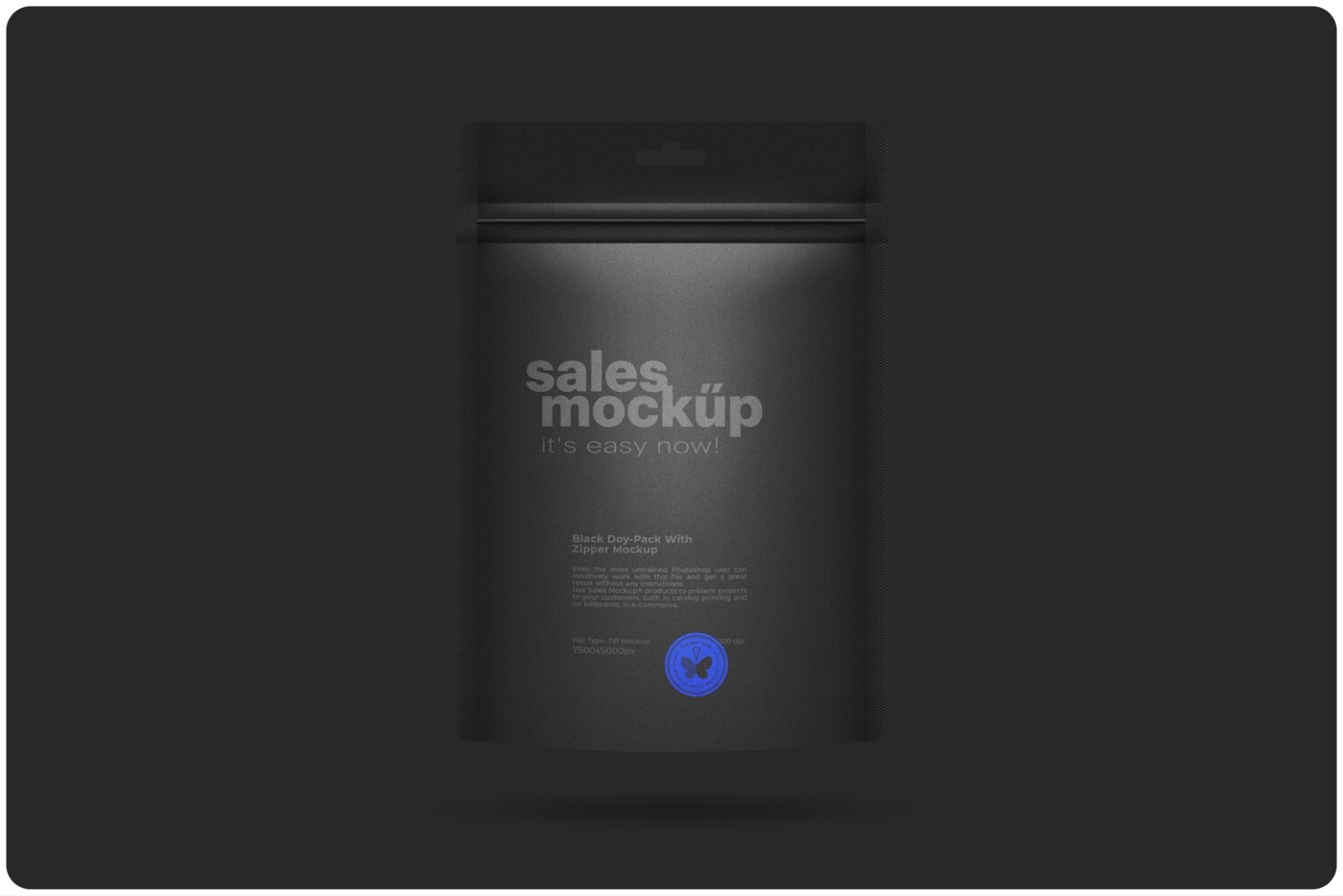 Black Doy-Pack With Zipper Mockup 8,7x11,6in (22x32cm)