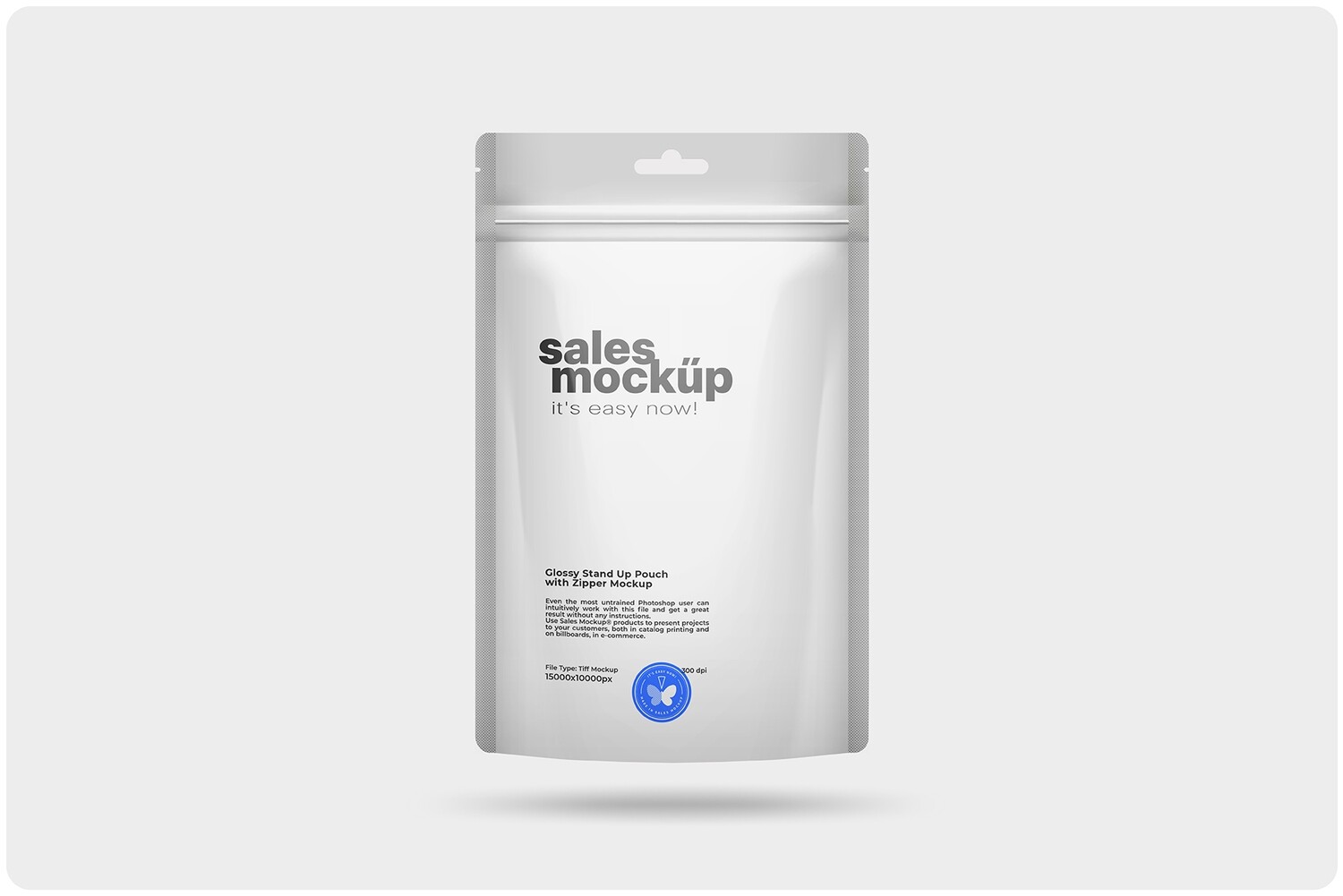 Glossy Stand Up Pouch with Zipper Mockup 6x9,5in (15x24cm)**