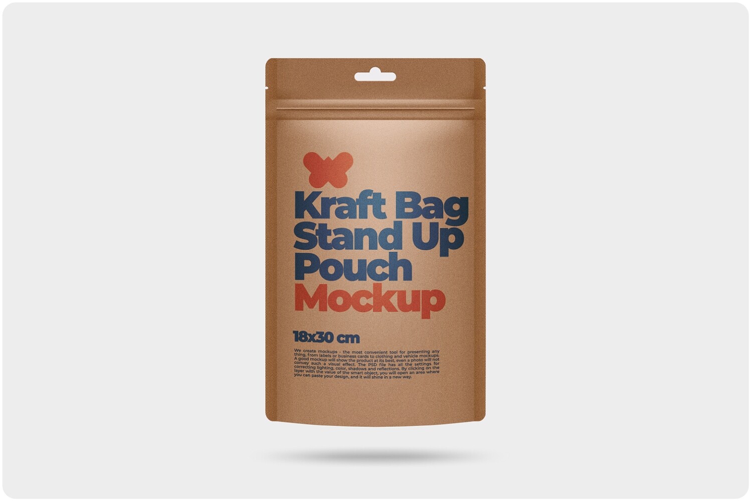 Matte Stand Up Pouch with Zipper Mockup 8x11,7in (18x30cm)