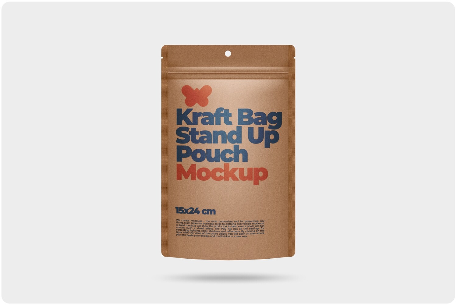 Matte Stand Up Pouch with Zipper Mockup 6x9,5in (15x24cm)