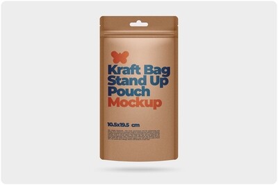 Kraft Stand Up Pouch with Zipper Mockup 10.5x19.5 cm