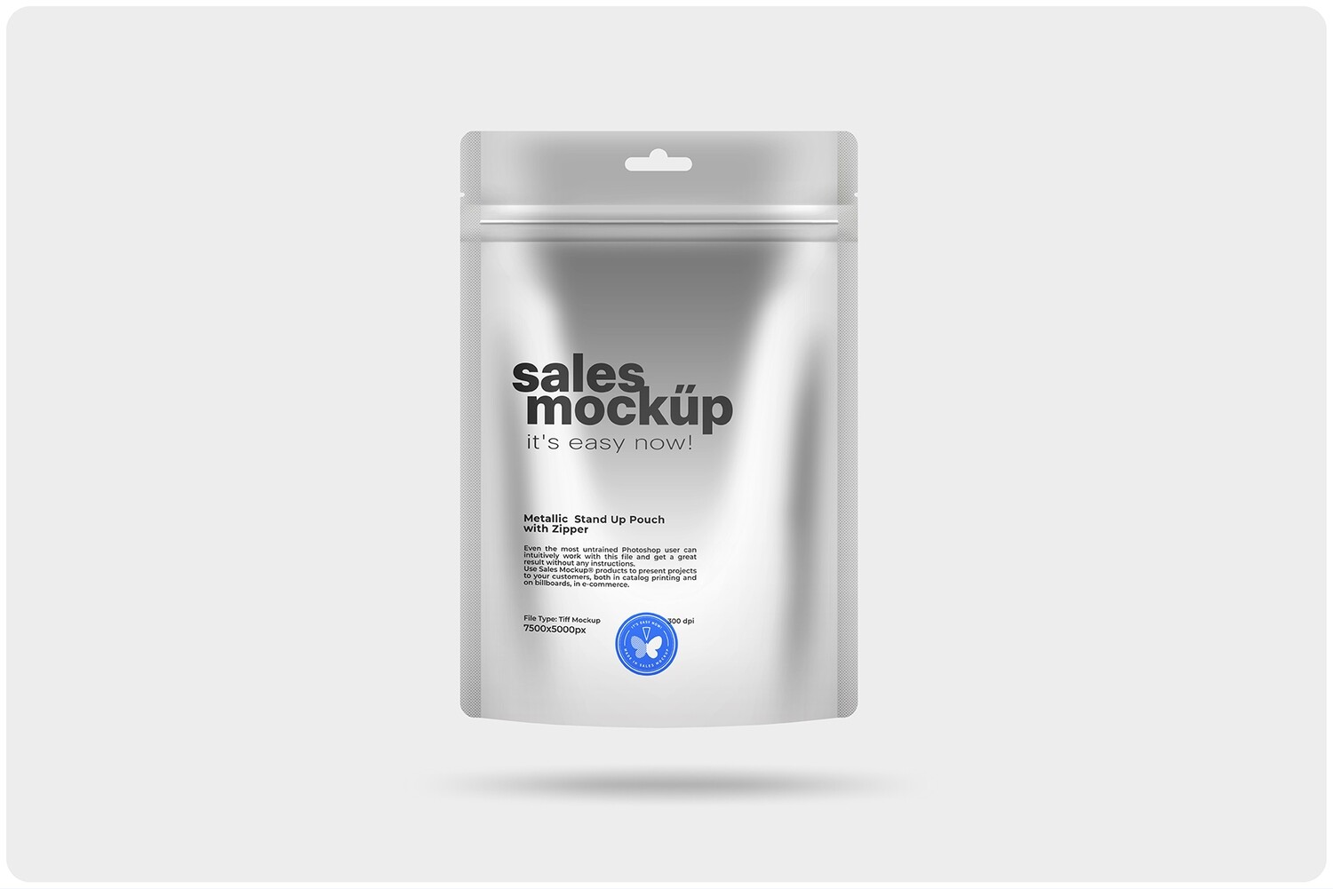 Matte Metallic Stand Up Pouch with Zipper Mockup 20x30 cm
