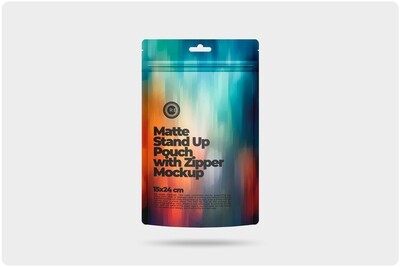 Matte Stand Up Pouch with Zipper Mockup 6x9,5in (15x24cm)