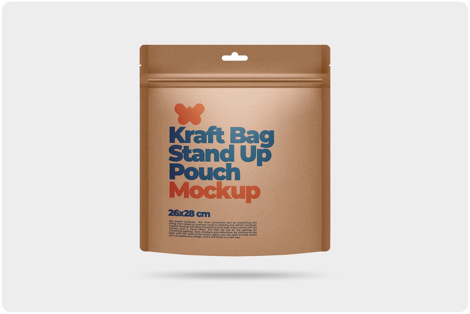 Matte Stand Up Pouch with Zipper Mockup 26x28 cm