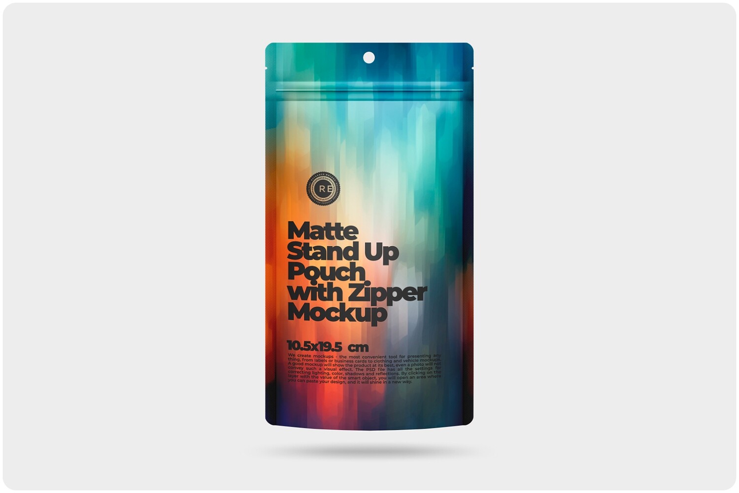 Matte Stand Up Pouch with Zipper Mockup 10.5x19.5 cm