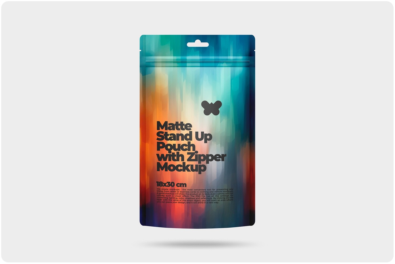 Matte Stand Up Pouch with Zipper Mockup 8x11,7in (18x30cm)