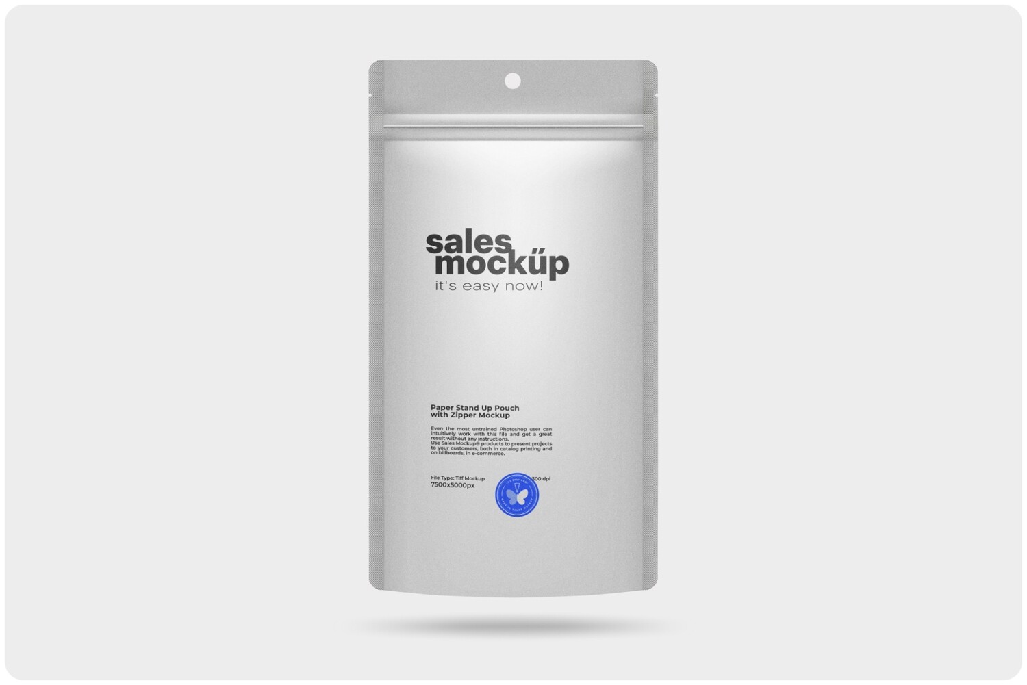 Paper Stand Up Pouch with Zipper Mockup 10.5x19.5 cm