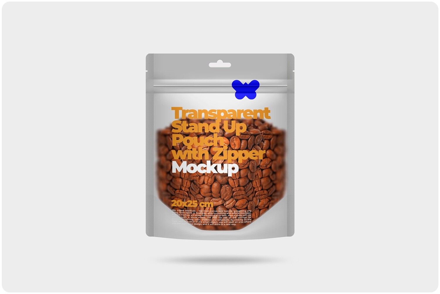 Transparent Matte Stand Up Pouch with Zipper Mockup 7,9x9,8in (20x25cm)
