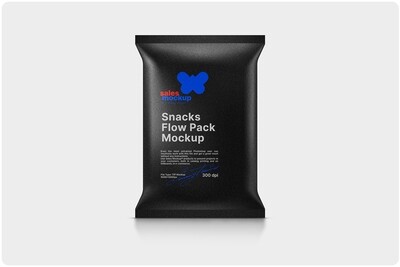 Black Snacks Flow Pack Mockup