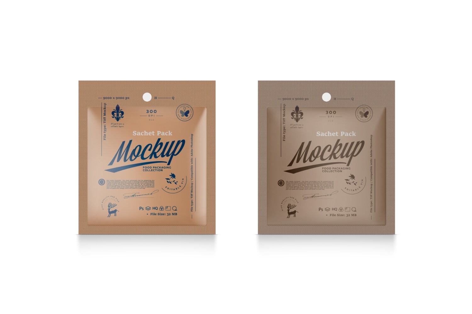 Kraft Glossy &amp; Matte Sachet Mockup