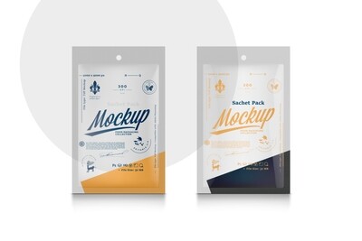 Transparent Glossy & Matte Sachet Mockup Transparent Glossy & Matte Sachet Mockup